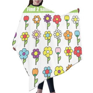 Personality  Children Educational Game. Find The Same Pictures Of Flowers. Fun For Kids And Toddlers Hair Cutting Cape