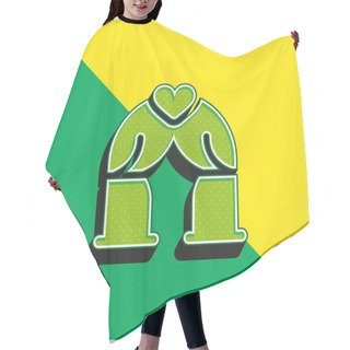 Personality  Arch Green And Yellow Modern 3d Vector Icon Logo Hair Cutting Cape
