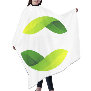Personality  Ecology Sphere Logo Formed By Twisted Green Leaves. Hair Cutting Cape