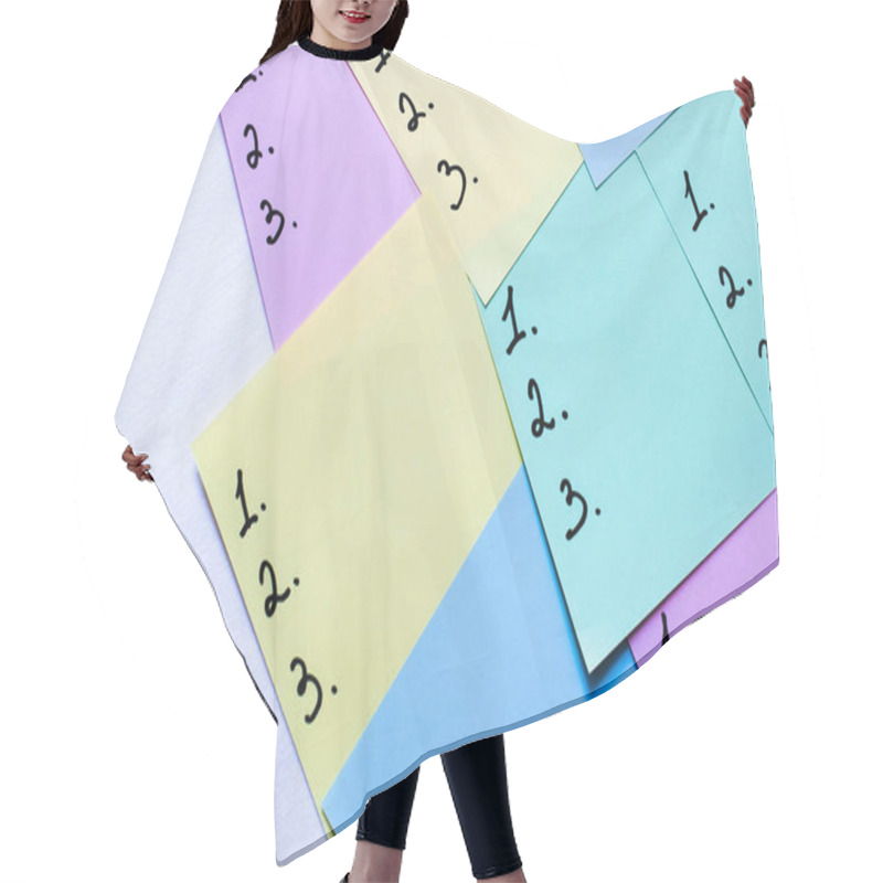 Personality  Top View Of Multicolored Sticky Notes With Numbers On White Background Hair Cutting Cape