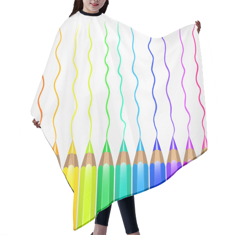 Personality  Set of colorful pencils hair cutting cape