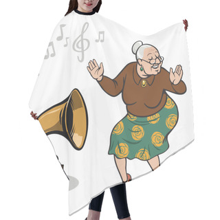 Personality  Joyful Grandmother Dances To The Sound Of A Gramophone Hair Cutting Cape