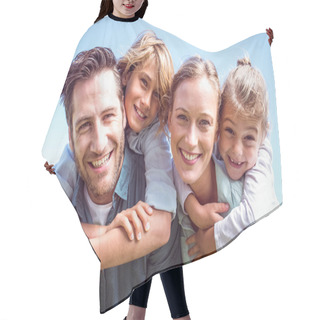 Personality  Happy Parents With Children Hair Cutting Cape