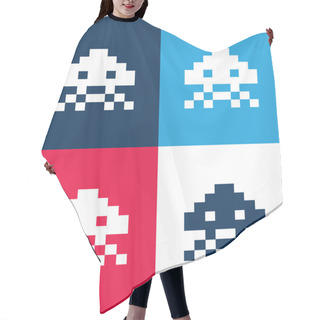 Personality  Alien Of Game Blue And Red Four Color Minimal Icon Set Hair Cutting Cape