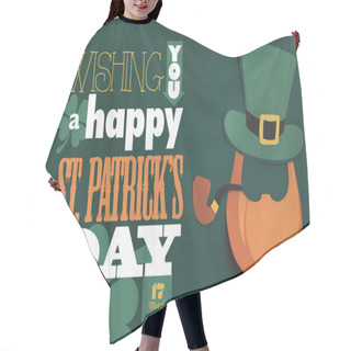 Personality  Close Up View Of Paper Made Green Hat And Beard With Wishing You A Happy St Patricks Day Lettering On Green Background Hair Cutting Cape
