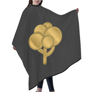 Personality  Black Tree Shape With Balls Foliage Gold Plated Metalic Icon Or Logo Vector Hair Cutting Cape
