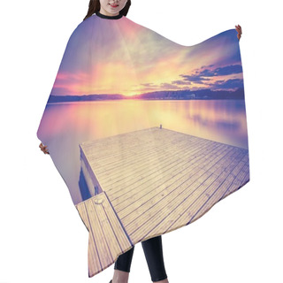Personality  Sunset Over Calm Lake Hair Cutting Cape