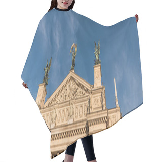 Personality  Gable Of Lviv Theatre Of Opera And Ballet Against Blue Sky, Horizontal Image Hair Cutting Cape