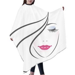 Personality  Face Of Pretty Woman Silhouette Vector Hair Cutting Cape