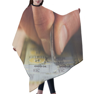 Personality  Close Up View Of Hand Of Gambler Stretching Lottery Ticket Hair Cutting Cape
