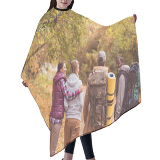 Personality  Young Backpackers In Autumn Forest Hair Cutting Cape