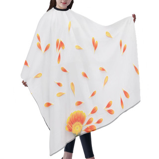 Personality  Top View Of Orange Gerbera Flower With Petals On White Background Hair Cutting Cape