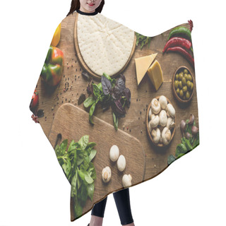 Personality  Raw Pizza Dough And Vegetables Hair Cutting Cape