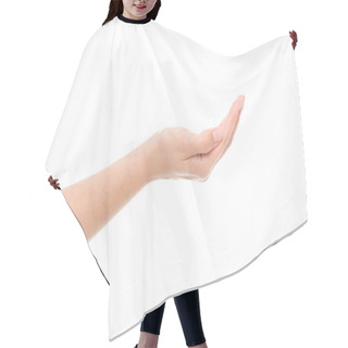Personality  Cropped Shot Of Female Hand Hair Cutting Cape
