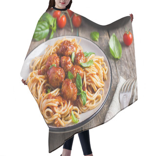 Personality  Spaghetti Pasta  With Meatballs And Tomato Sauce Hair Cutting Cape