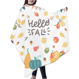 Personality  Hello Fall Inscription And Autumn Harvest Clipart Hair Cutting Cape