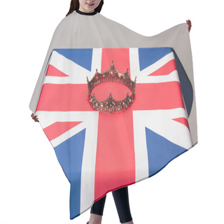 Personality  Luxury Royal Crown On Union Jack Flag Isolated On Grey Hair Cutting Cape