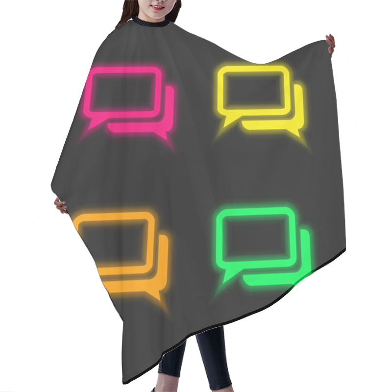 Personality  Black And White Chat Bubbles Four Color Glowing Neon Vector Icon Hair Cutting Cape