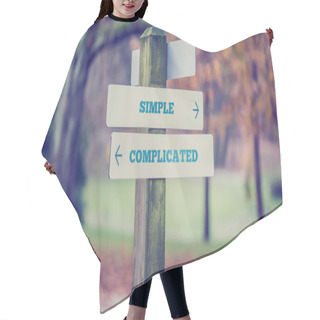Personality  Rustic Wooden Sign In An Autumn Park With The Words Simple - Com Hair Cutting Cape