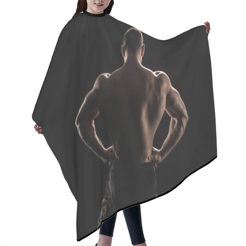 Personality  Shirtless Athlete Flexing Back Muscles Hair Cutting Cape