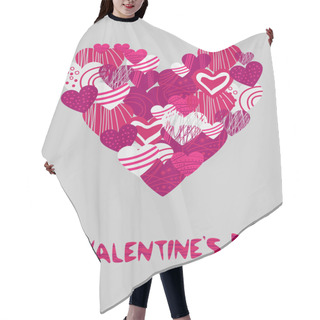 Personality  Vector Background With Hearts For Valentine's Day. Hair Cutting Cape
