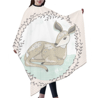 Personality  Cute Little Deer Illustration.  Hair Cutting Cape