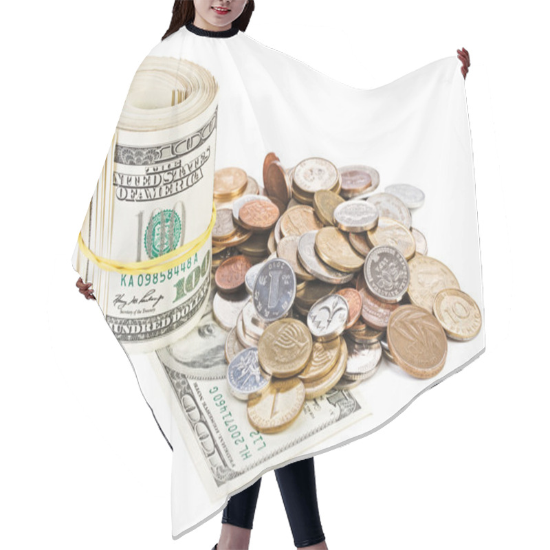 Personality  USA Dollar Currency Monetary Concept Photo With Rolled Bank Note Hair Cutting Cape
