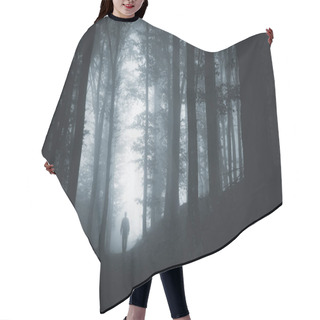 Personality  Halloween Night Scary Surreal Landscape. Mysterious Ghost Figure In Fantasy Woods Hair Cutting Cape