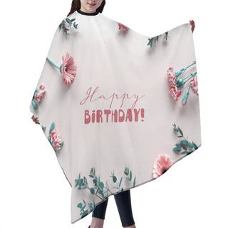 Personality  A Birthday Card Featuring Elegant Pink Flowers, Believed To Be Cream Carnations, Surrounded By Lush Green Leaves. The Design Is Delicate And Vibrant, Perfect For Celebrating A Special Occasion. Hair Cutting Cape