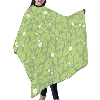 Personality  Green Leaves And White Flowers Seamless Pattern Hair Cutting Cape