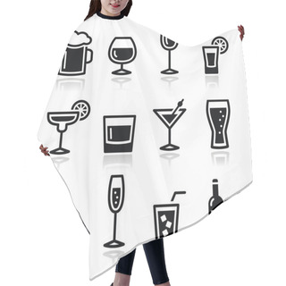 Personality  Drink Alcohol Beverage Icons Set Hair Cutting Cape