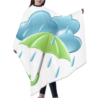 Personality  Rainy Weather Icon With Clouds And Umbrella Hair Cutting Cape