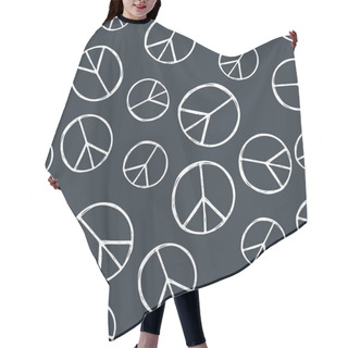 Personality  Seamless Pattern With  Hand Drawn Hippie Peace Symbol. Hippy Pacific Sign. Hair Cutting Cape