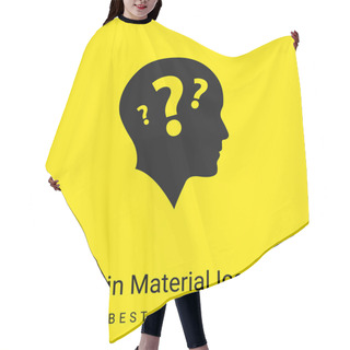 Personality  Bald Head Side View With Three Question Marks Minimal Bright Yellow Material Icon Hair Cutting Cape
