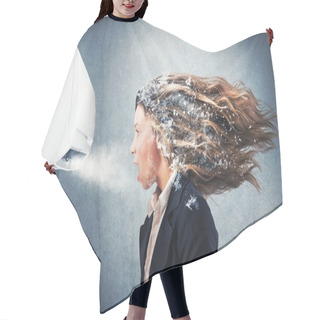 Personality  Girl Under A Powerful Air Conditioner Hair Cutting Cape