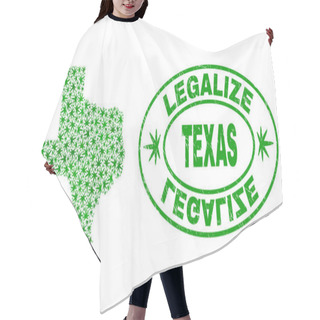 Personality  Cannabis Leaves Collage Texas State Map With Legalize Grunge Stamp Seal Hair Cutting Cape