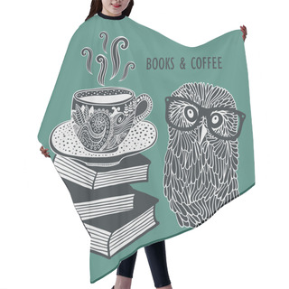 Personality  Coffee And Books With  Clever Owl Hair Cutting Cape