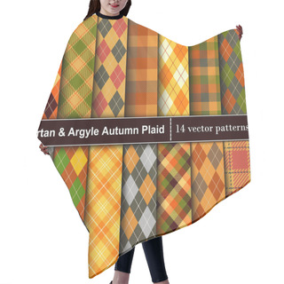 Personality  Set Autumn Tartan And Argyle  Seamless Pattern Background Hair Cutting Cape