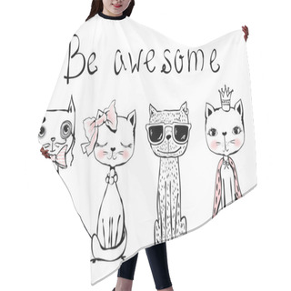 Personality  Poster With Stylish Cats Hair Cutting Cape