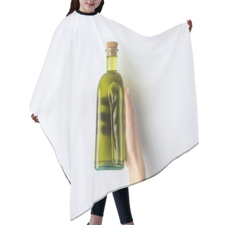 Personality  Woman Holding Bottle Of Olive Oil  Hair Cutting Cape