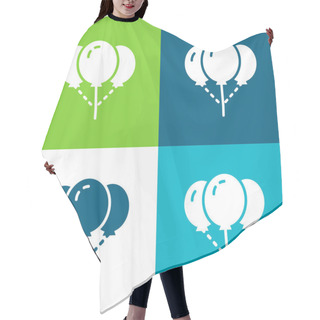 Personality  Balloons Flat Four Color Minimal Icon Set Hair Cutting Cape