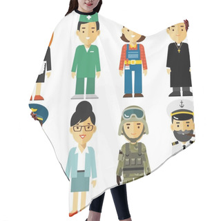 Personality  People Occupation Characters Set In Flat Style Hair Cutting Cape