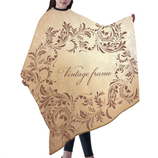 Personality  Antique Floral Frame On Seamless Golden Damask Backdrop. Hair Cutting Cape