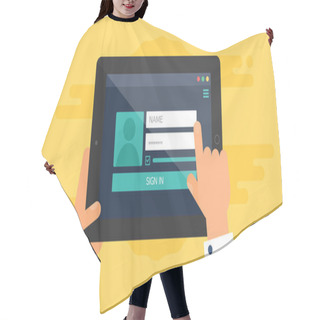 Personality  Web Template Of Tablet Login Form Hair Cutting Cape