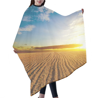 Personality  Cloudy Sunset And Plowed Field Hair Cutting Cape