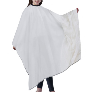 Personality  Top View Of White Fabric And Blank Grey Background Hair Cutting Cape