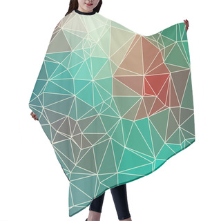 Personality  Vector Abstract Geometric Green And Red Background Consisting Of Colored Triangles And Light Mesh. Square Format. Hair Cutting Cape