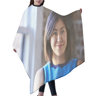 Personality  Portrait Of Businesswoman In Office  Hair Cutting Cape