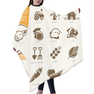 Personality  Farm And Butcher Shop Icon Set Hair Cutting Cape