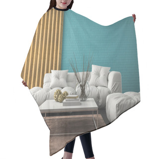 Personality  Interior Of Modern Design Room 3D Rendering Hair Cutting Cape